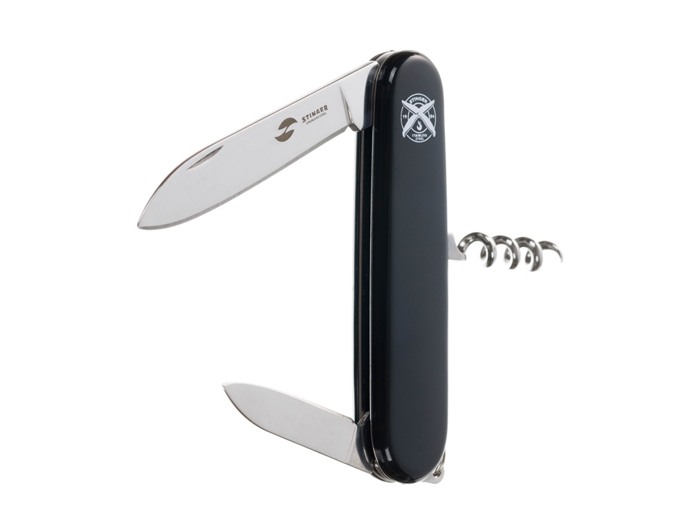 Нож перочинный Stinger, 90 мм, 4 функции, материал рукояти: АБС-пластик (черный) — изображение 3