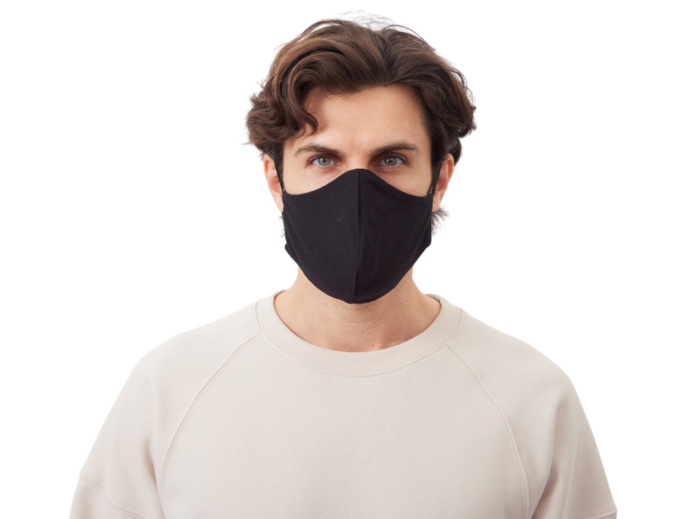 Маска для лица многоразовая с фиксаторами, черная — изображение 2