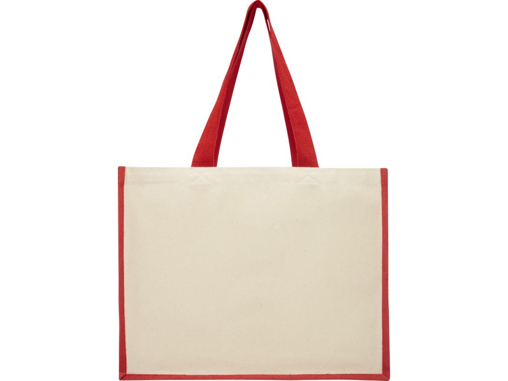 Сумка-тоут Varai для покупок из холщового хлопка и джута (плотность 320 г/м2), красный — изображение 3