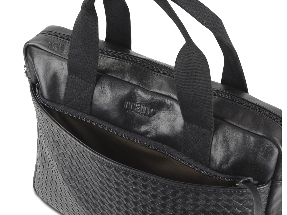 Сумка Mano Don Luca, натуральная кожа в черном цвете, 37 х 27 х 6 см — изображение 4