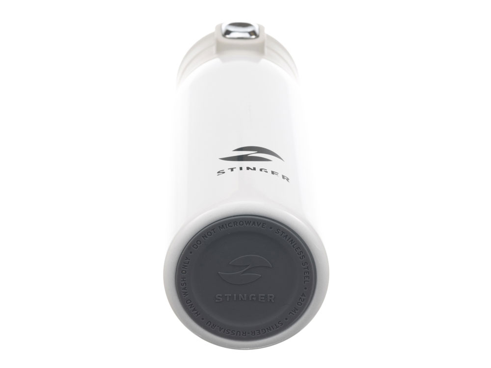 Термокружка Stinger, 0,42 л, сталь/пластик/силикон, белый, 6,5 x 7,5 x 21,9 см — изображение 2