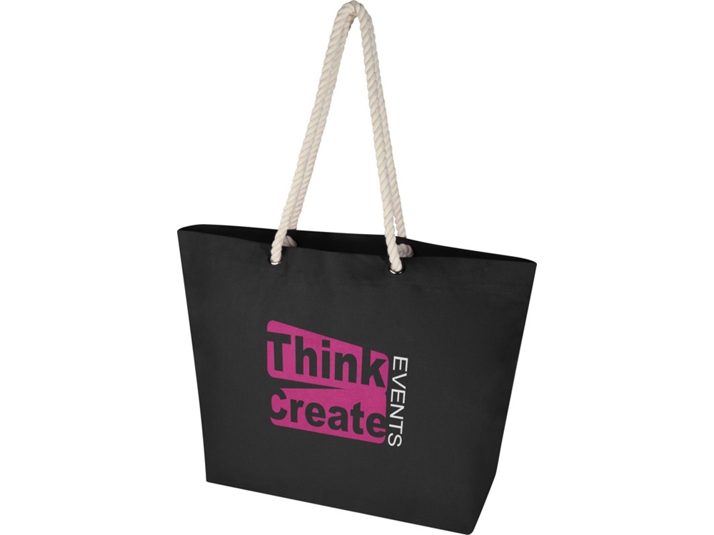 Florida пляжная эко-сумка из переработанного материала, сертифицированного по стандарту GRS, плотностью 270 г/м² 18L - сплошной черный / сплошной черный — изображение 7