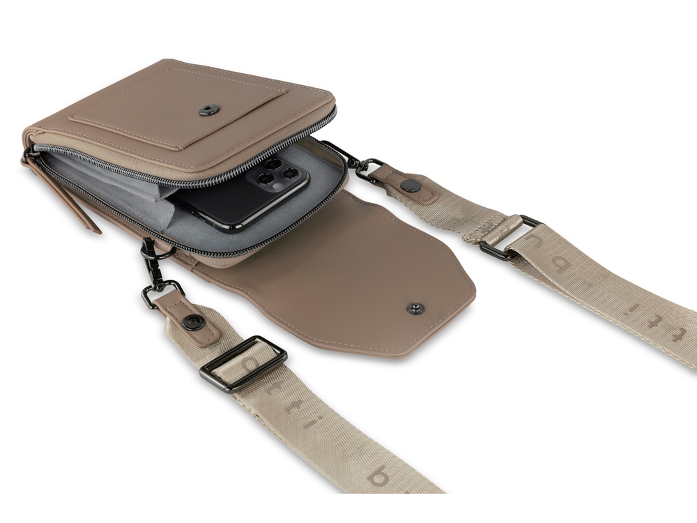 Сумка наплечная BUGATTI Almata, песочная, полиуретан, 11х4х19 см — изображение 9