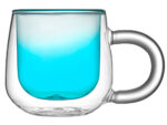 Кружка с двойными стенками с широкой ручкой и градиентным покрытием Fog, бирюзовый