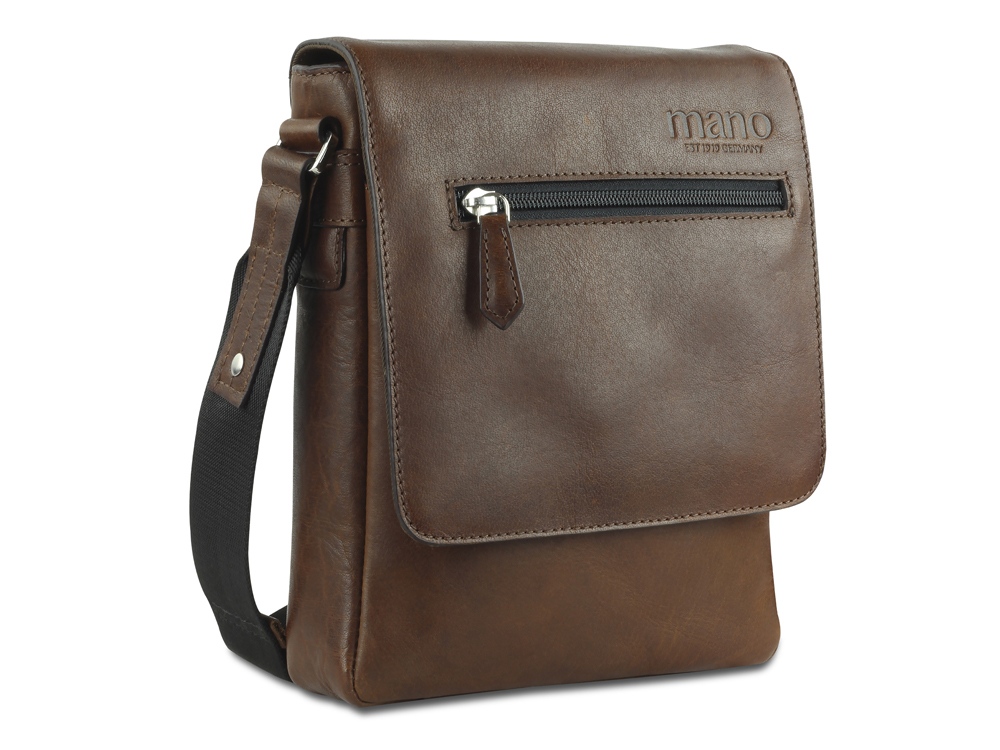 Сумка через плечо Mano Don Valentino, натуральная кожа в коричневом цвете, 21 х 25 х 5 см — изображение 3