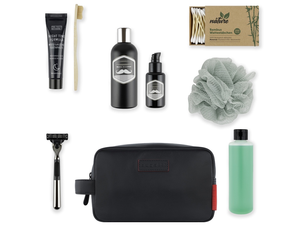 Несессер дорожный BUGATTI Clark, чёрный, воловья кожа/полиэстер, 20х10х13 см, 2,5 л — изображение 6