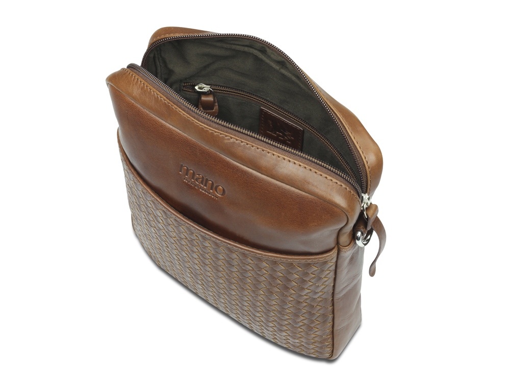 Сумка через плечо Mano Don Luca, натуральная кожа в коньячном цвете, 23 х 26,5 х 4,5 см — изображение 5