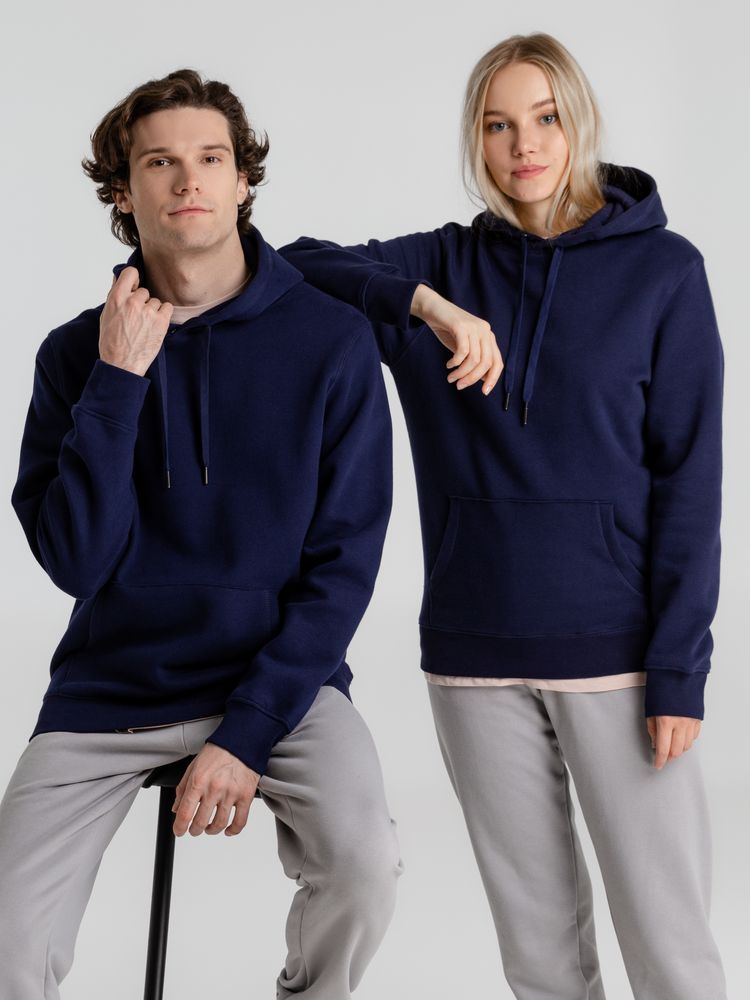 Толстовка с капюшоном унисекс King, темно-синяя — изображение 12