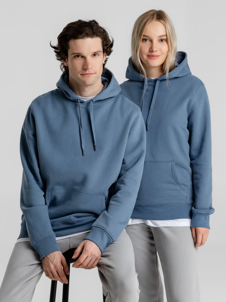 Толстовка с капюшоном унисекс King, серо-синяя — изображение 11