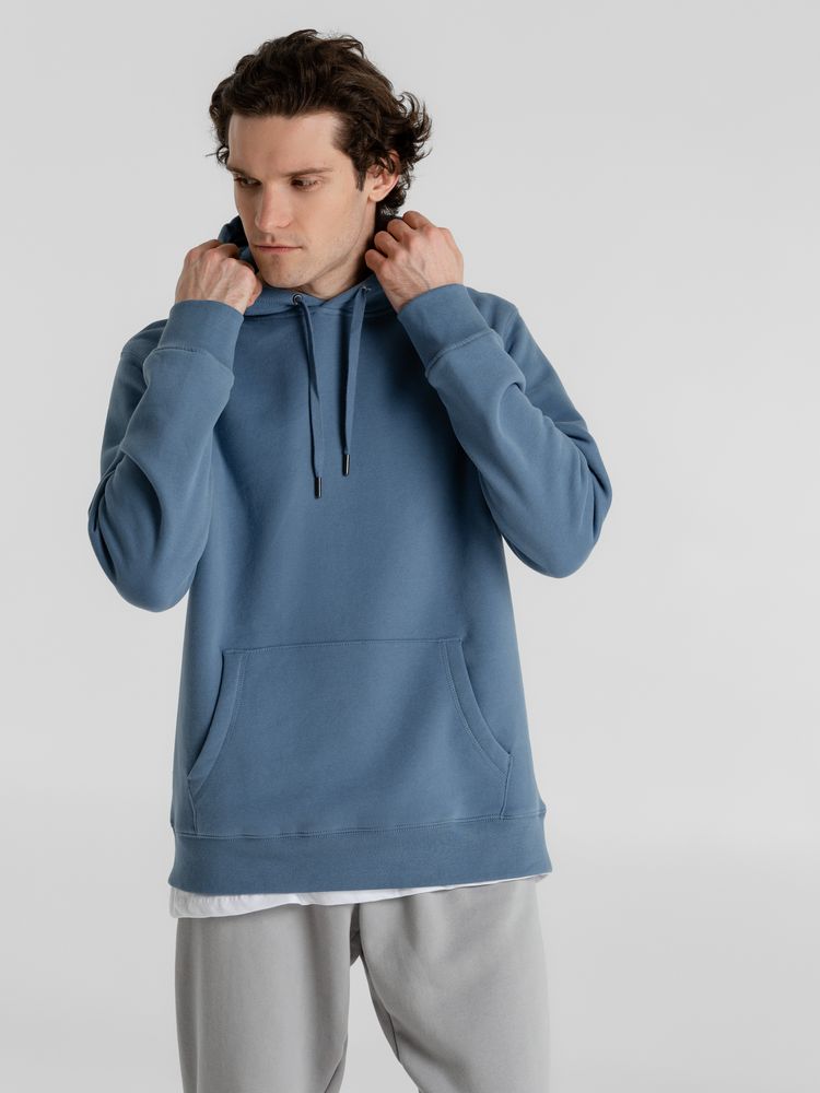 Толстовка с капюшоном унисекс King, серо-синяя — изображение 7