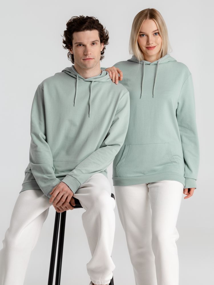 Толстовка с капюшоном унисекс Hoodie, серо-зеленая — изображение 13