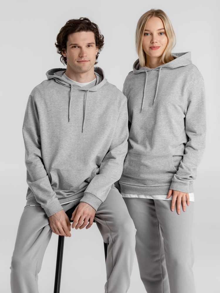 Толстовка с капюшоном унисекс Hoodie, серый меланж — изображение 16