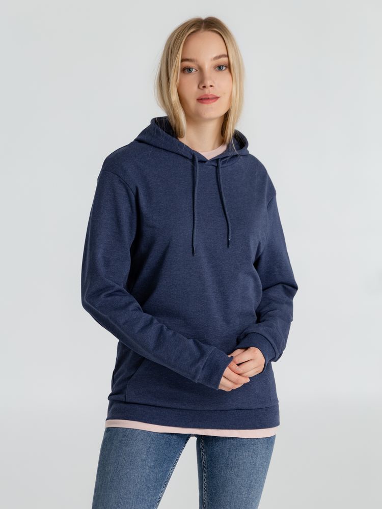 Толстовка с капюшоном унисекс Hoodie, синий меланж — изображение 6