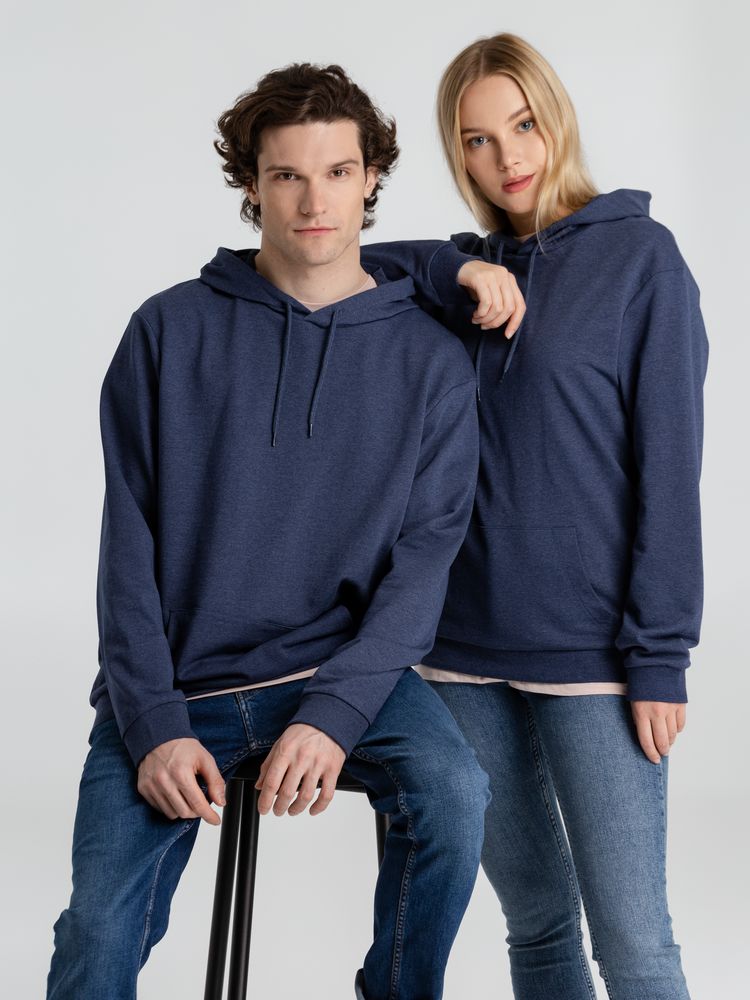 Толстовка с капюшоном унисекс Hoodie, синий меланж — изображение 16