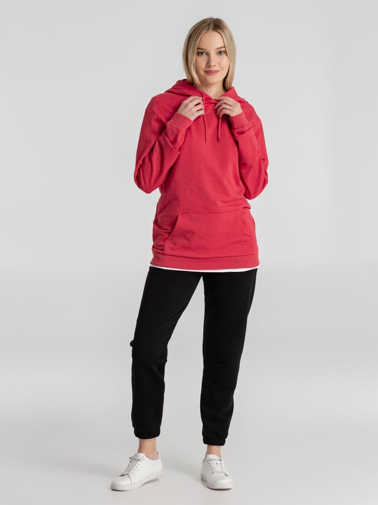 Толстовка с капюшоном унисекс Hoodie, красный меланж — изображение 14