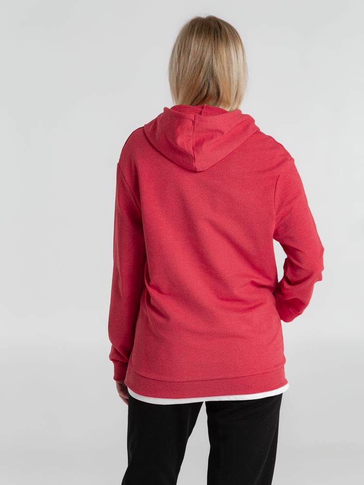 Толстовка с капюшоном унисекс Hoodie, красный меланж — изображение 12