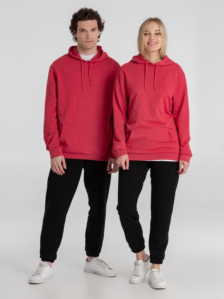 Толстовка с капюшоном унисекс Hoodie, красный меланж — изображение 17