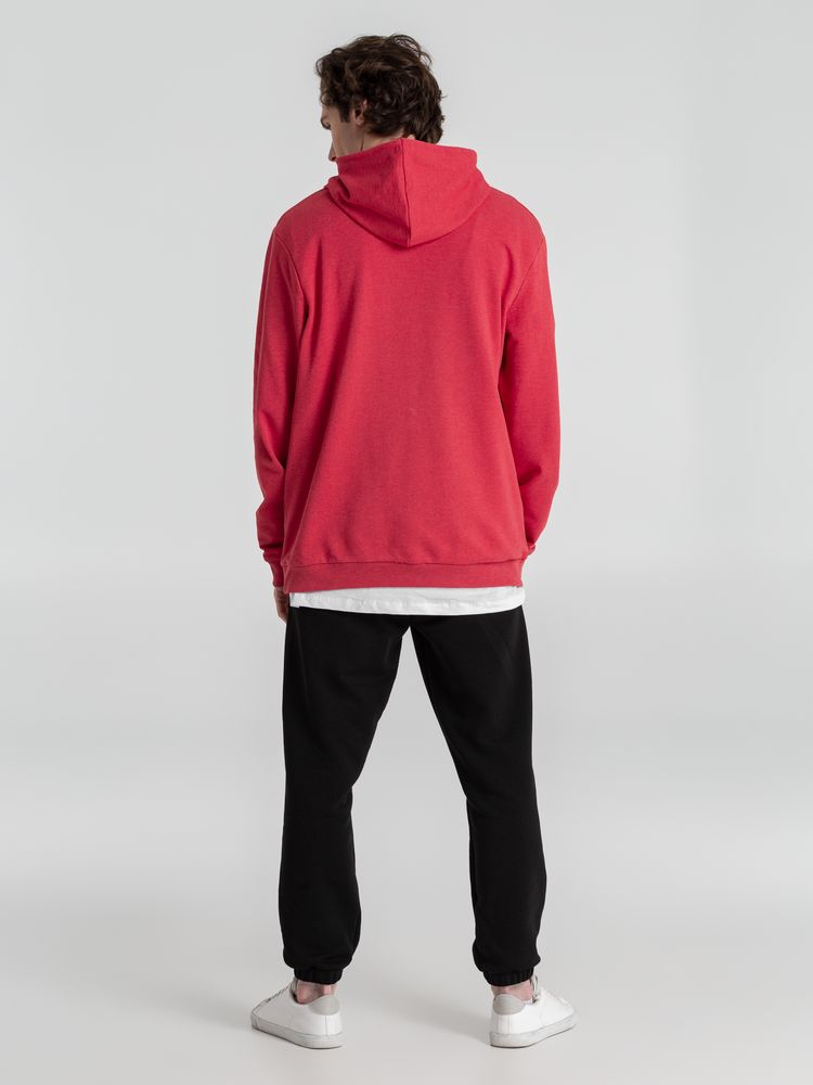 Толстовка с капюшоном унисекс Hoodie, красный меланж — изображение 10