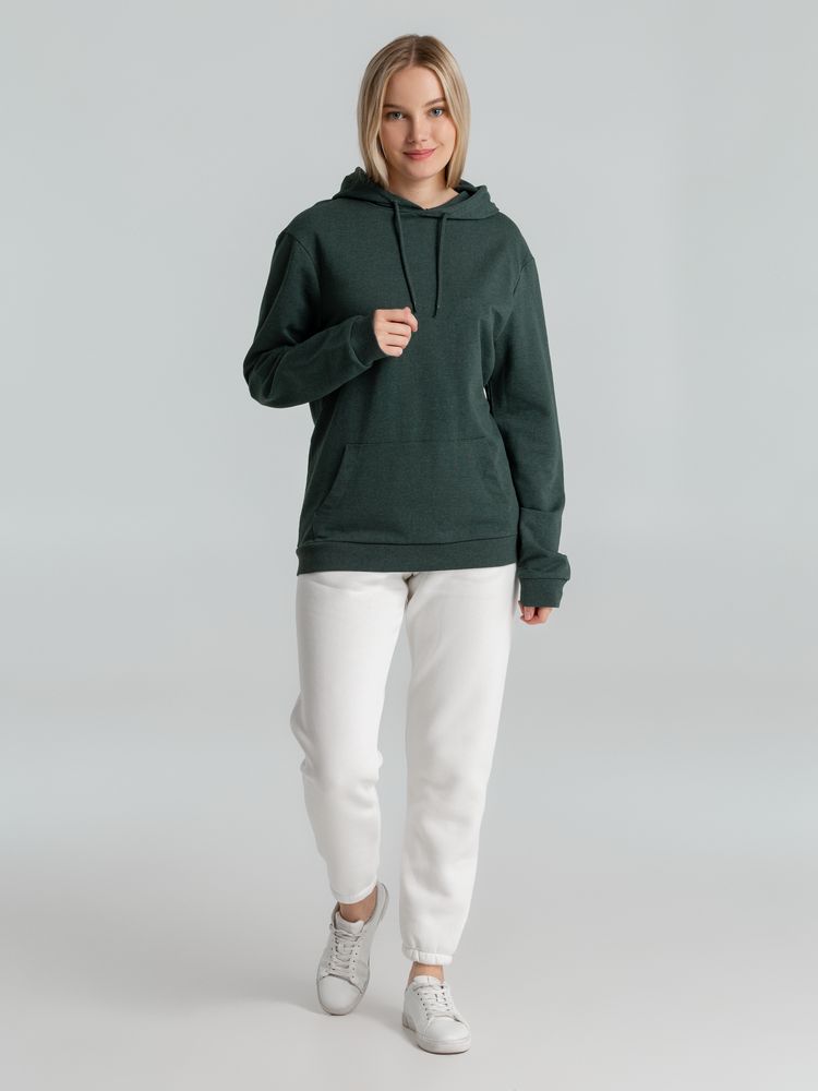 Толстовка с капюшоном унисекс Hoodie, темно-зеленый меланж — изображение 7