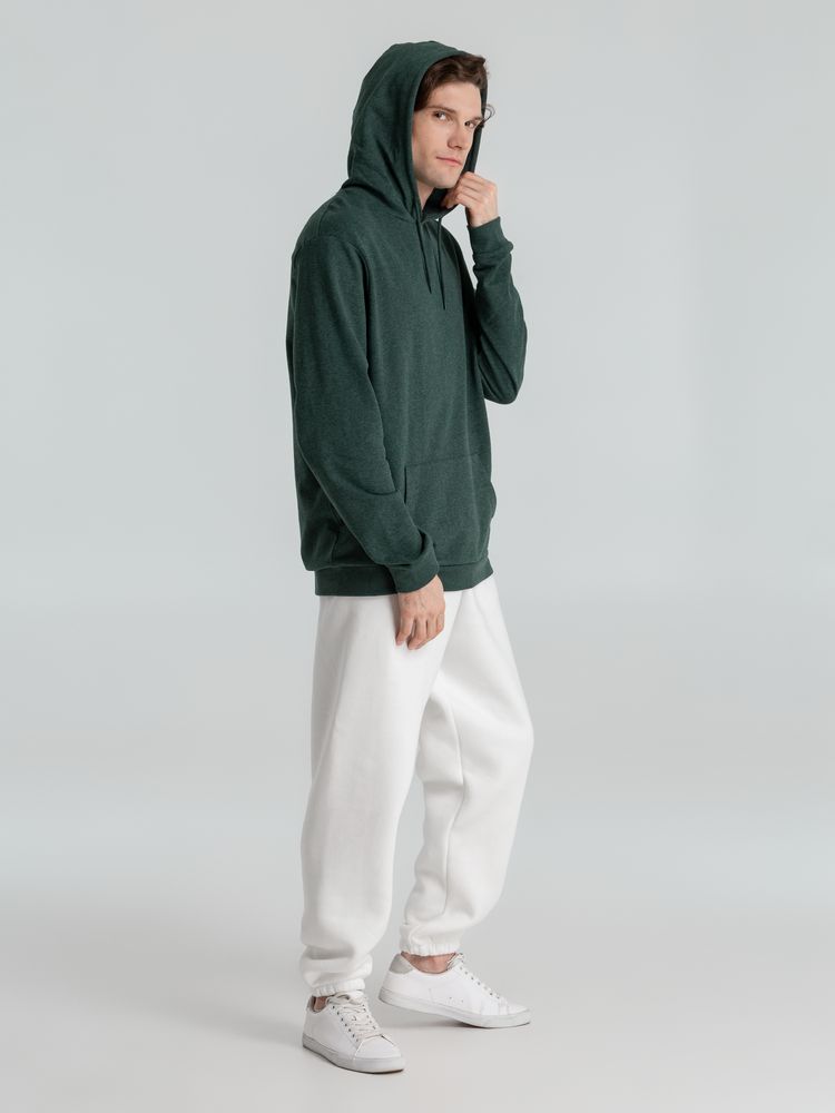 Толстовка с капюшоном унисекс Hoodie, темно-зеленый меланж — изображение 12