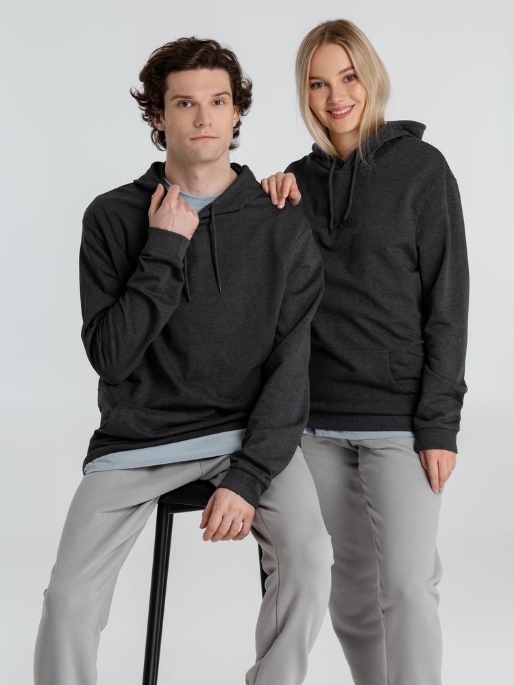 Толстовка с капюшоном унисекс Hoodie, серый меланж (антрацит) — изображение 17