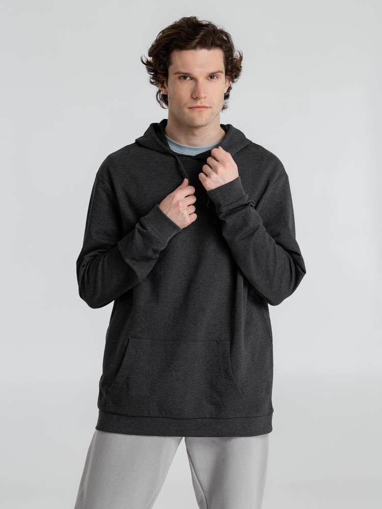 Толстовка с капюшоном унисекс Hoodie, серый меланж (антрацит) — изображение 6