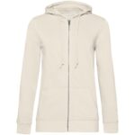 Толстовка на молнии с капюшоном женская BNC Inspire (Organic), молочно-белая