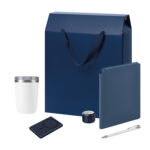 Подарочный набор Велком Пак Премиум (Welcome Pack Premium), синий (термокружка, колонка, ежедневник, ручка, ЗУ, коробка-пакет)