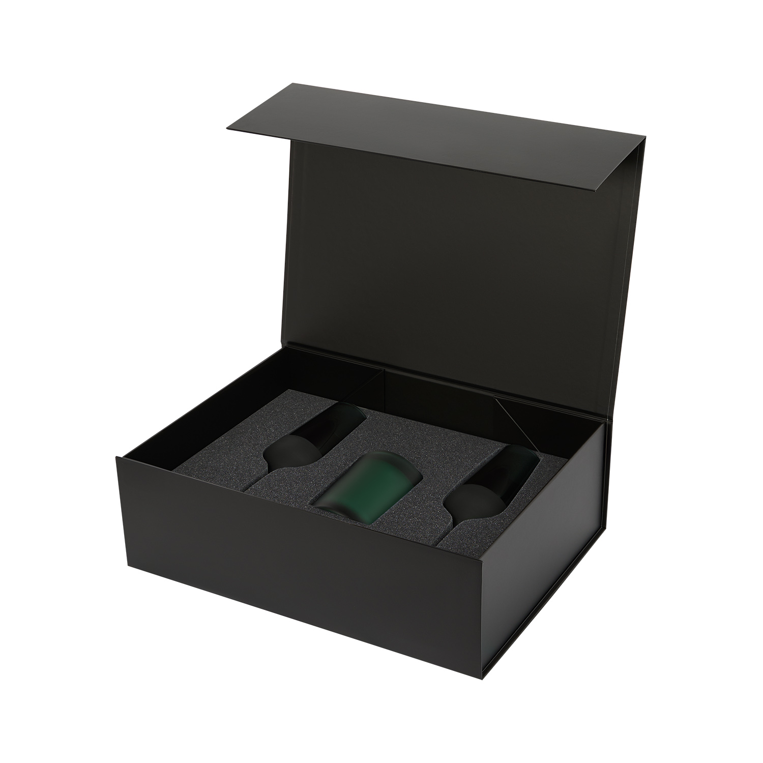 Подарочный набор свеча Энигма (Enigma) + 2 бокала для шампанского Эмеральд (Emerald) в черной коробке — изображение 3