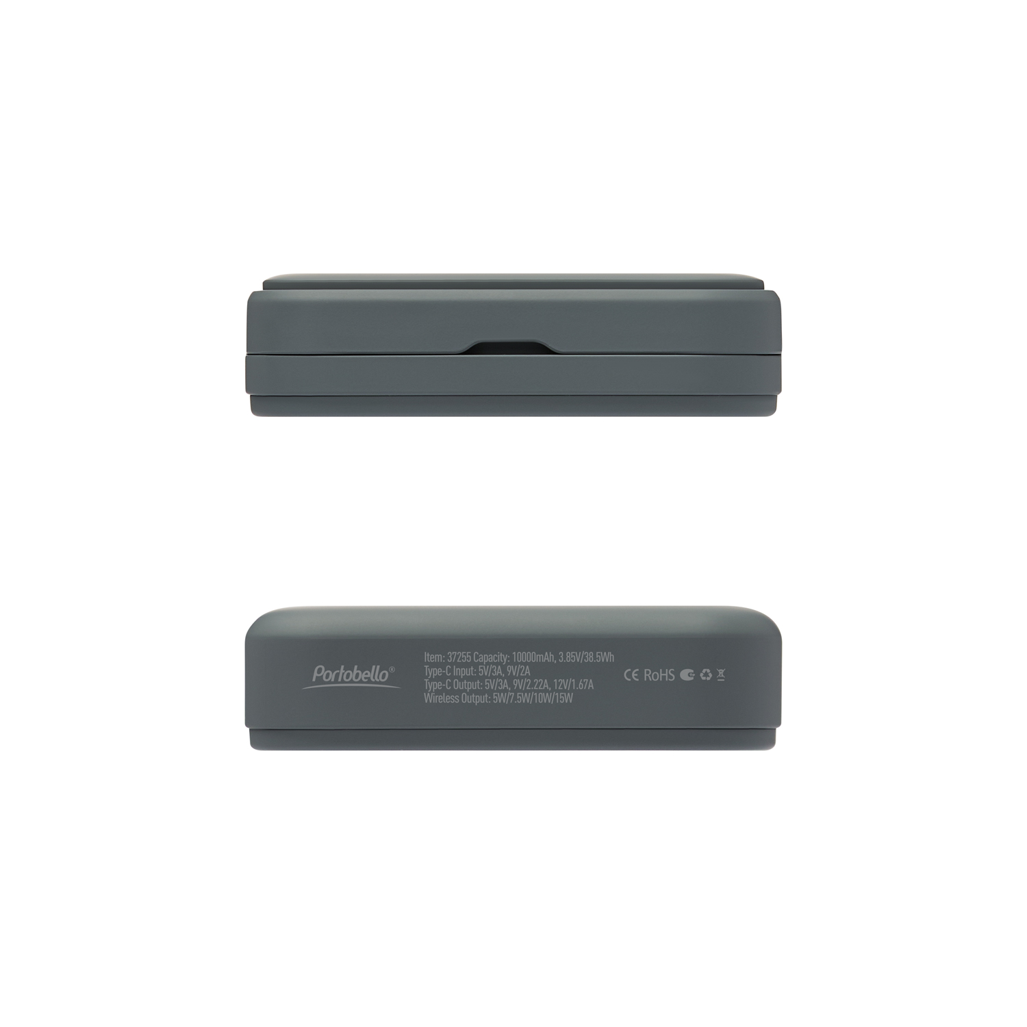 Внешний аккумулятор Юнион PD (Union PD) 10000mAh с функцией беспроводной зарядки 15W, серый — изображение 2