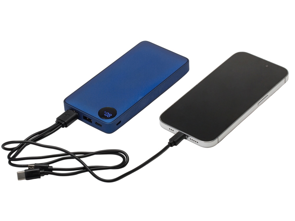 Внешний аккумулятор с дисплеем Mild, 10 000 mAh, синий — изображение 2