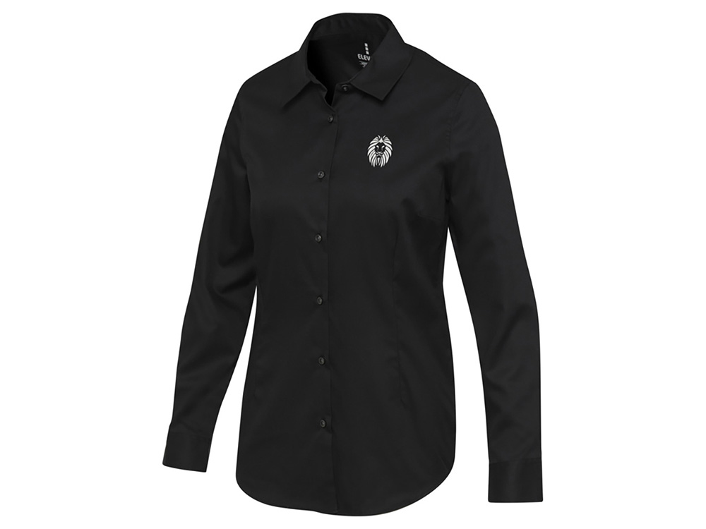 Citrine женская рубашка из твила - сплошной черный — изображение 5