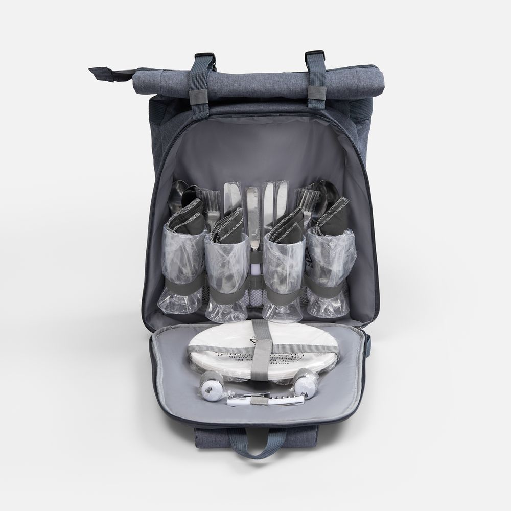 Набор для пикника Picnivo на 4 персоны, темно-серый меланж — изображение 6