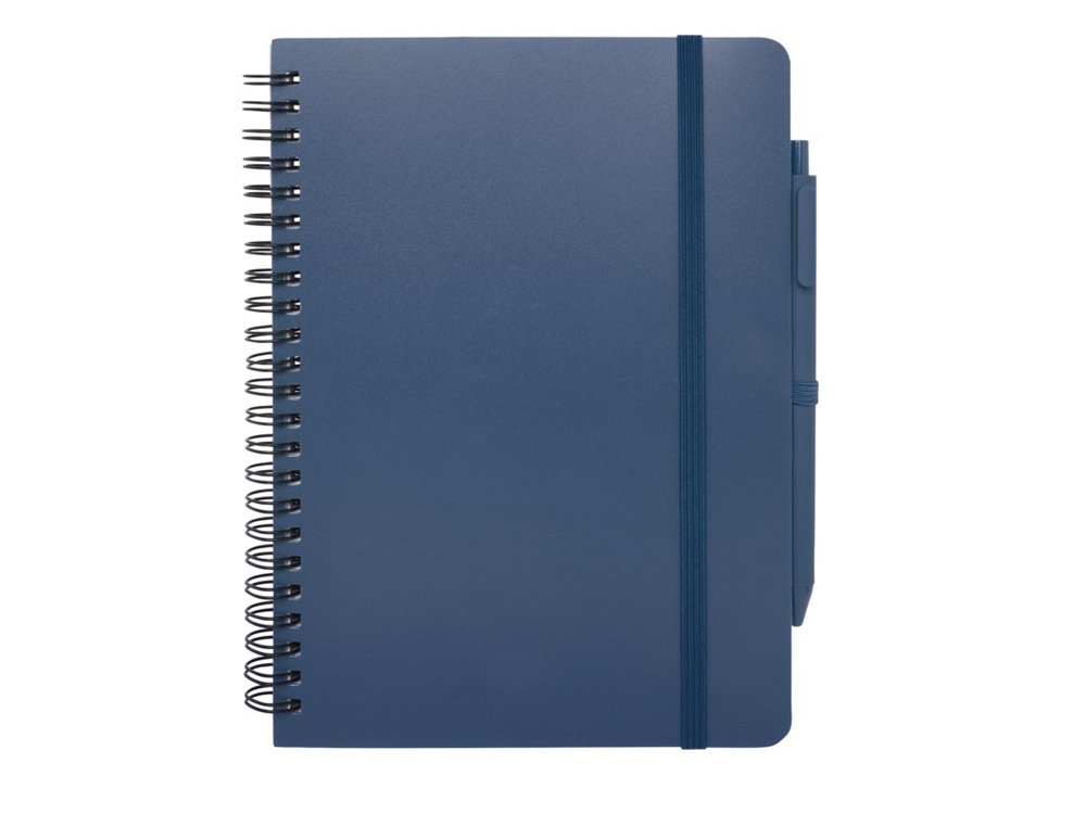 Блокнот Thalaasa формата А5 в твердой обложке из океанического пластика с шариковой ручкой - Синий — изображение 2