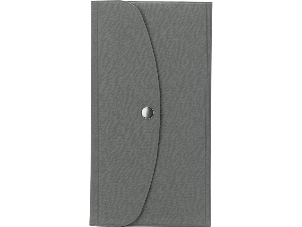 Органайзер для документов на кнопке с отделением для купюр и ручки, упаковка в индивидуальный пакет, серый — изображение 4