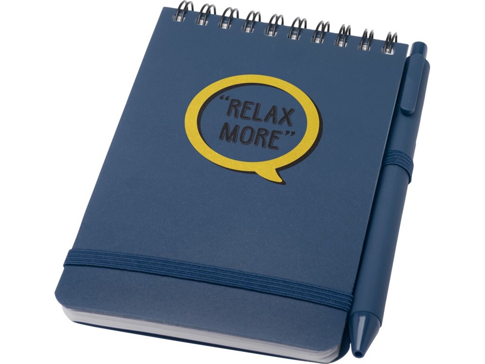 Блокнот Thalaasa формата А6 в твердой обложке из океанического пластика с шариковой ручкой - Синий — изображение 6