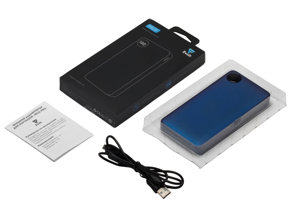 Внешний аккумулятор с дисплеем Mild, 10 000 mAh, синий — изображение 8