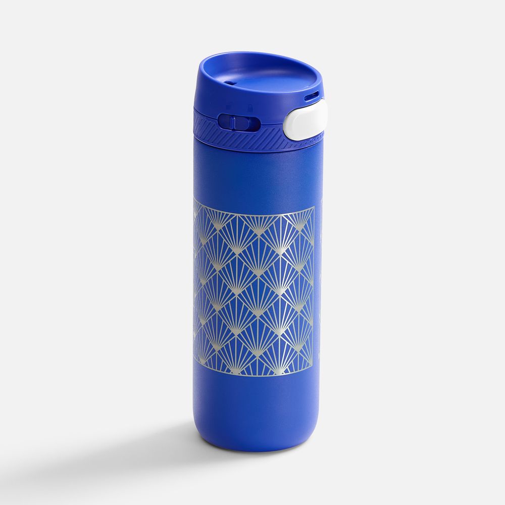 Термостакан X1 с цветной кнопкой, синий с серым — изображение 3