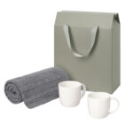 Подарочный набор Dafna, Fado, серый  в коробке-пакете (две фарфоровых кружки, плед)