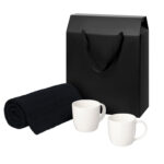 Подарочный набор Dafna, Fado, темно-сиий в черной коробке-пакете (две фарфоровых кружки, плед)