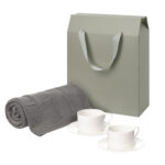 Подарочный набор Mokko, Сella, серый в коробке-пакете (две чайных пары, плед)