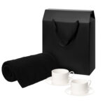 Подарочный набор Mokko, Сella, черный в коробке-пакете (две чайных пары, плед)