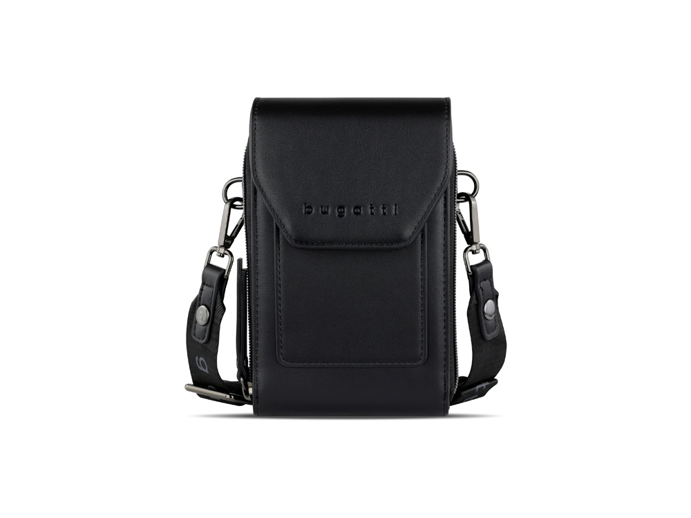 Сумка наплечная BUGATTI Almata, чёрная, полиуретан, 11х4х19 см — изображение 2