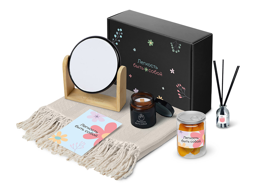Подарочный набор Re:f. Shelter с пледом, зеркалом, свечой и диффузором