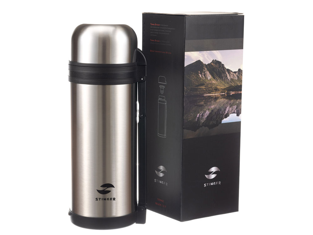 Термос Stinger, 1,5 л, широкий с ручкой, нержавеющая сталь, серебристый, 12,2 x 10,5 x 30,9 см — изображение 6