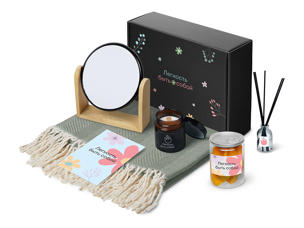 Подарочный набор Re:f. Shelter с пледом, зеркалом, свечой и диффузором