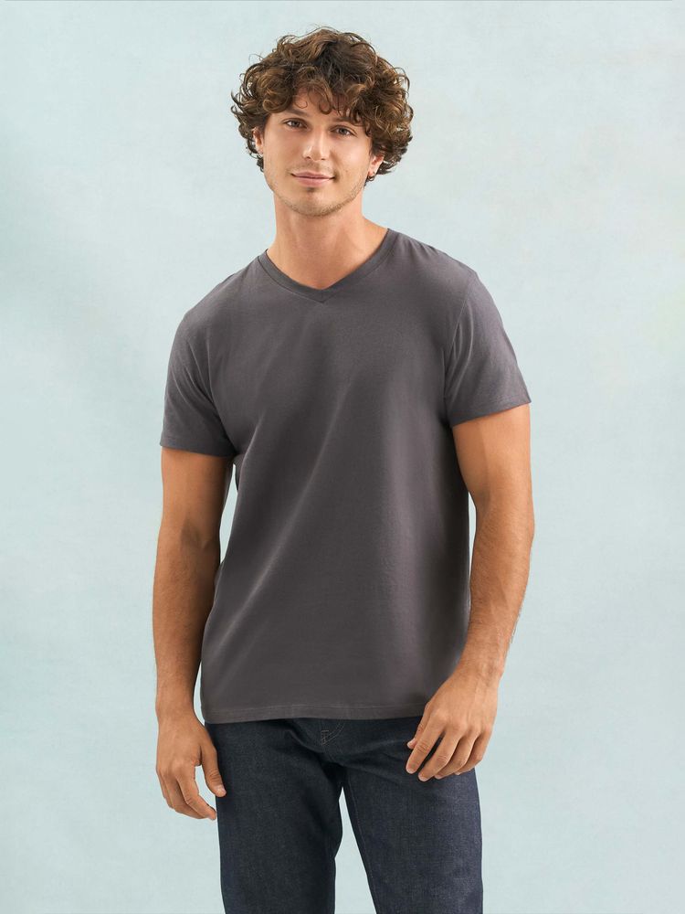 Футболка унисекс Regent с V-образным вырезом, серый меланж — изображение 4