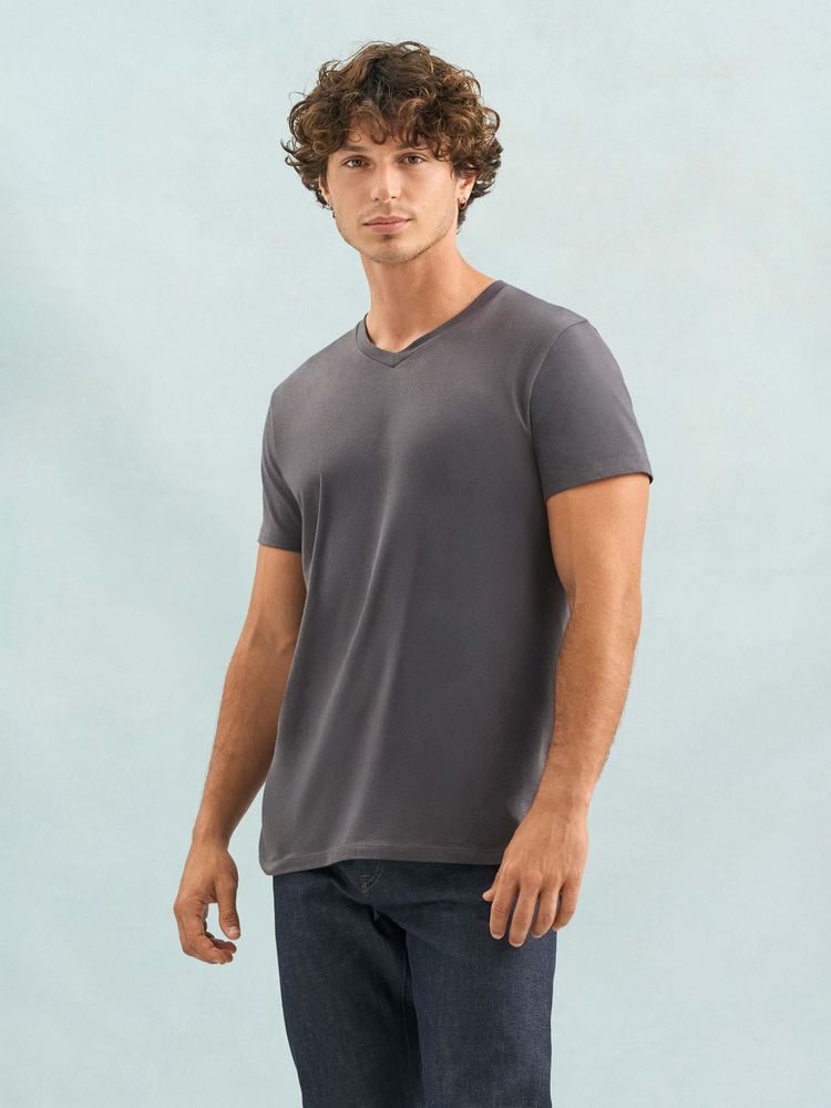 Футболка унисекс Regent с V-образным вырезом, серый меланж — изображение 5