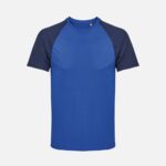 Футболка спортивная унисекс Vortex, темно-синяя с ярко-синим