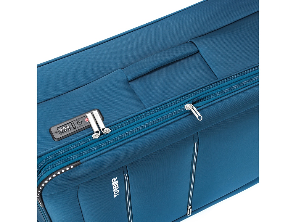 Чемодан TORBER ВИВИ, синий, полиэстер, 48 х 28 х 78 см, 89 л — изображение 9
